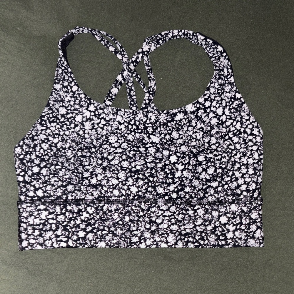 Lululemon Athletica Black and White Floral Sports Bra